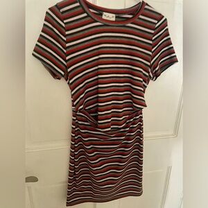 Fashionable Ribbed, Striped cut out dress